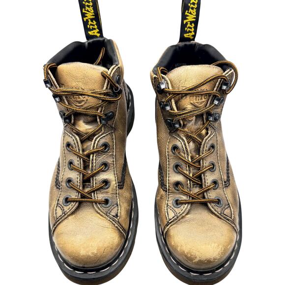 Dr Martens Work Boots Grizzly Leather Distressed Brown Gorpcore Grunge 8 Worn In main image 9